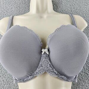 Victoria's Secret Bra Womens 38DD Gray Lined Demi Lace Underwire Sexy